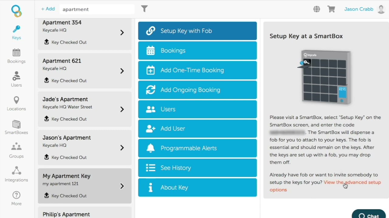 Setting Up a Key with a Keycafe Fob