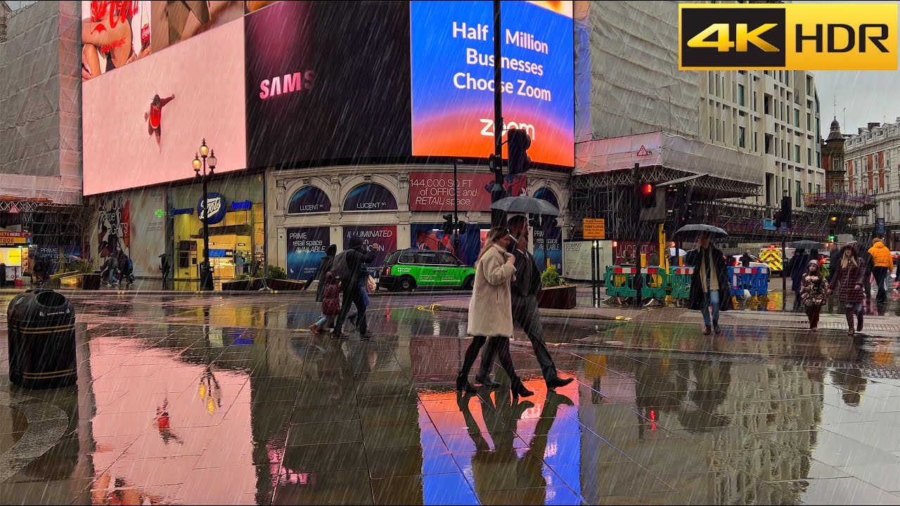 ☔️London Rain Walk in Mid February🌂The Calm Rain before the Big Storm  [4K HDR]