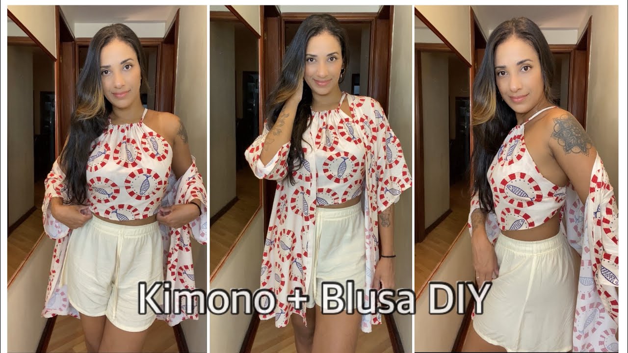 Kimono e blusa, conjunto corte e costura fácil. DIY
