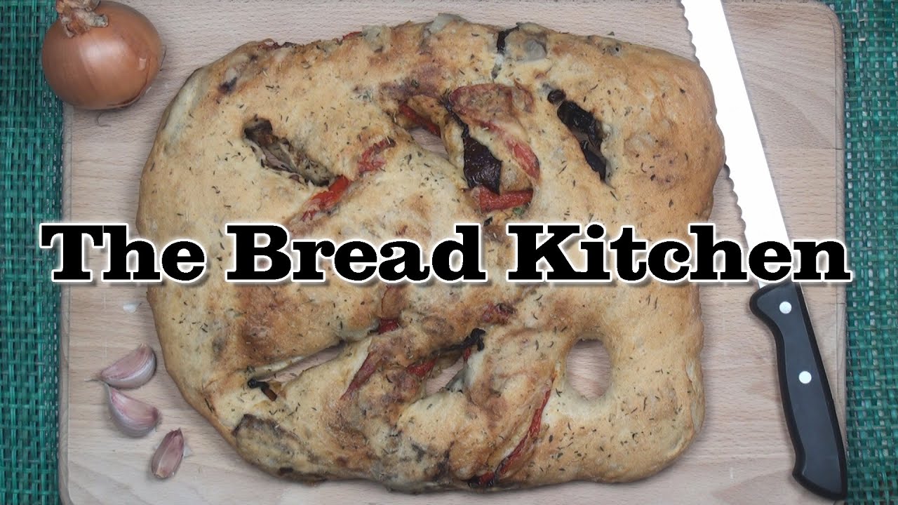 Fougasse With Roasted Vegetables Recipe in The Bread Kitchen