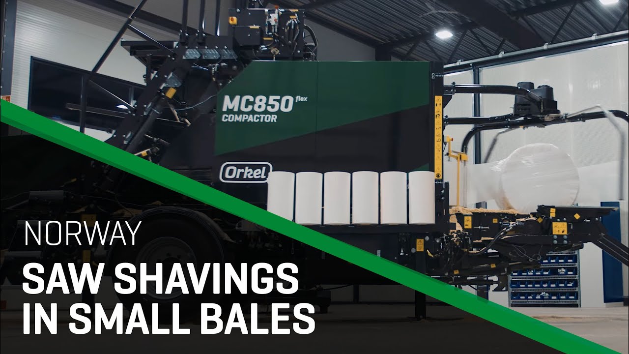 Baling saw shavings / saw dust | Orkel MC850 flex baler | Orkel agricultural compactors