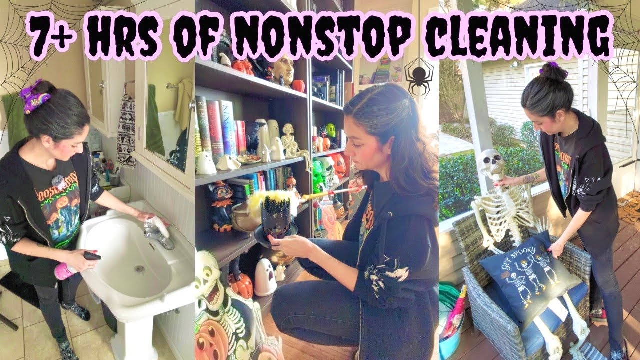 massive spring cleaning session!🌱 preparing for house guests!🖤 COMPLETE spooky home reset!🦇