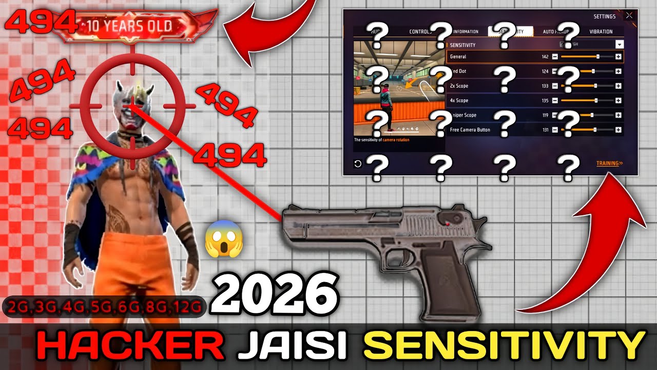 FREE FIRE PANEL SENSITIVITY? 🤔 Secret Settings for Only Red Numbers 🔴 Free Fire New Setting