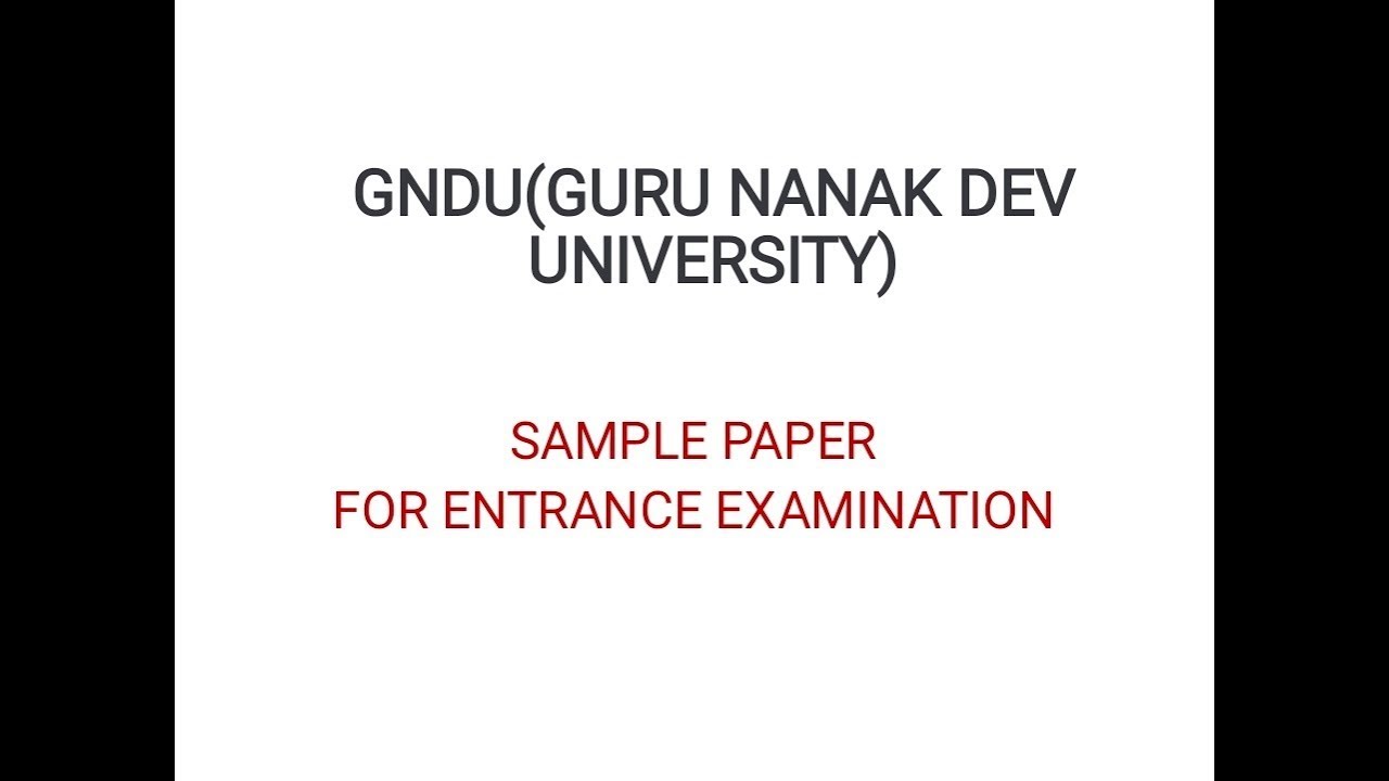 GNDU (Guru Nanak Dev University) Sample Paper For MPT Entrance Test