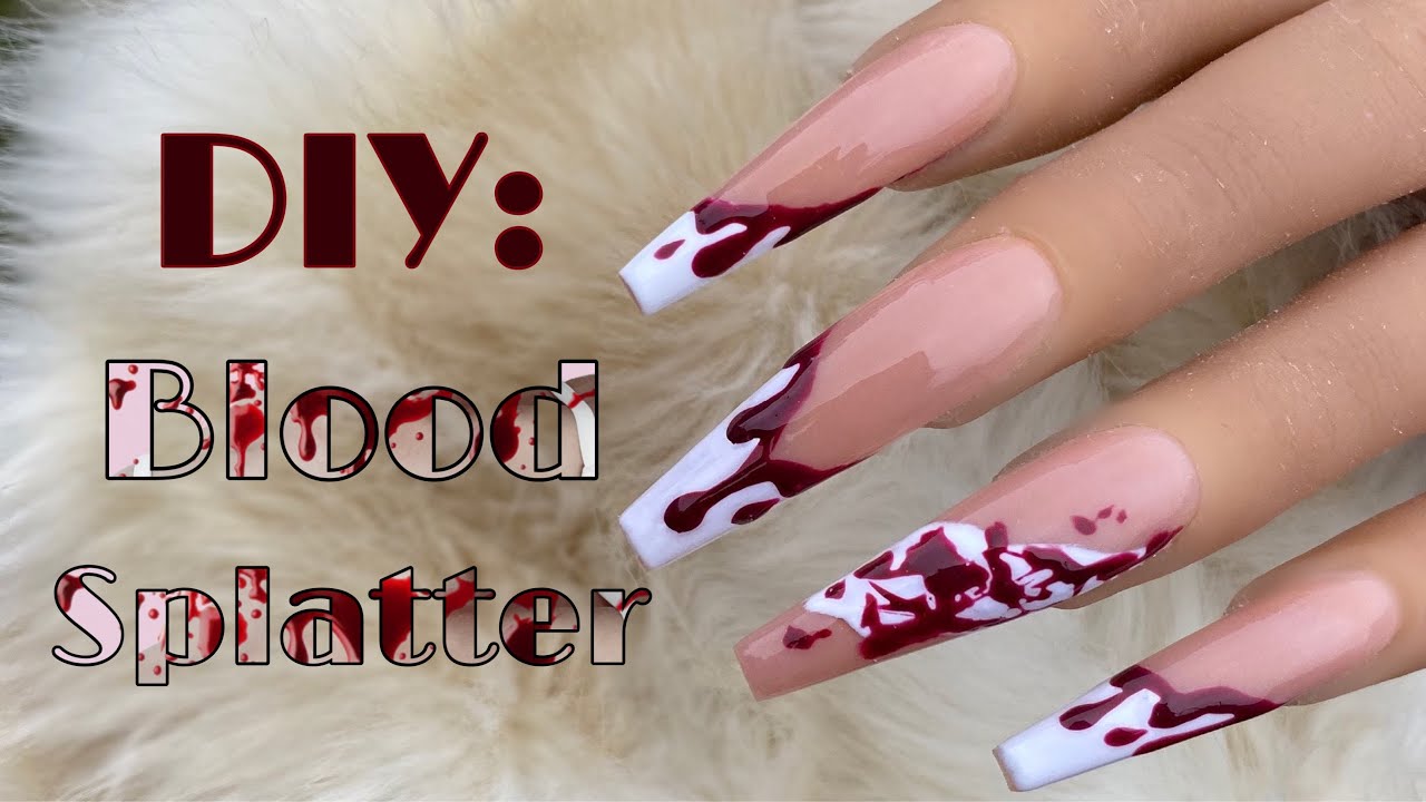 Beginner Blood Splatter Nail Art | Halloween Nail Tutorial | DIY Nails