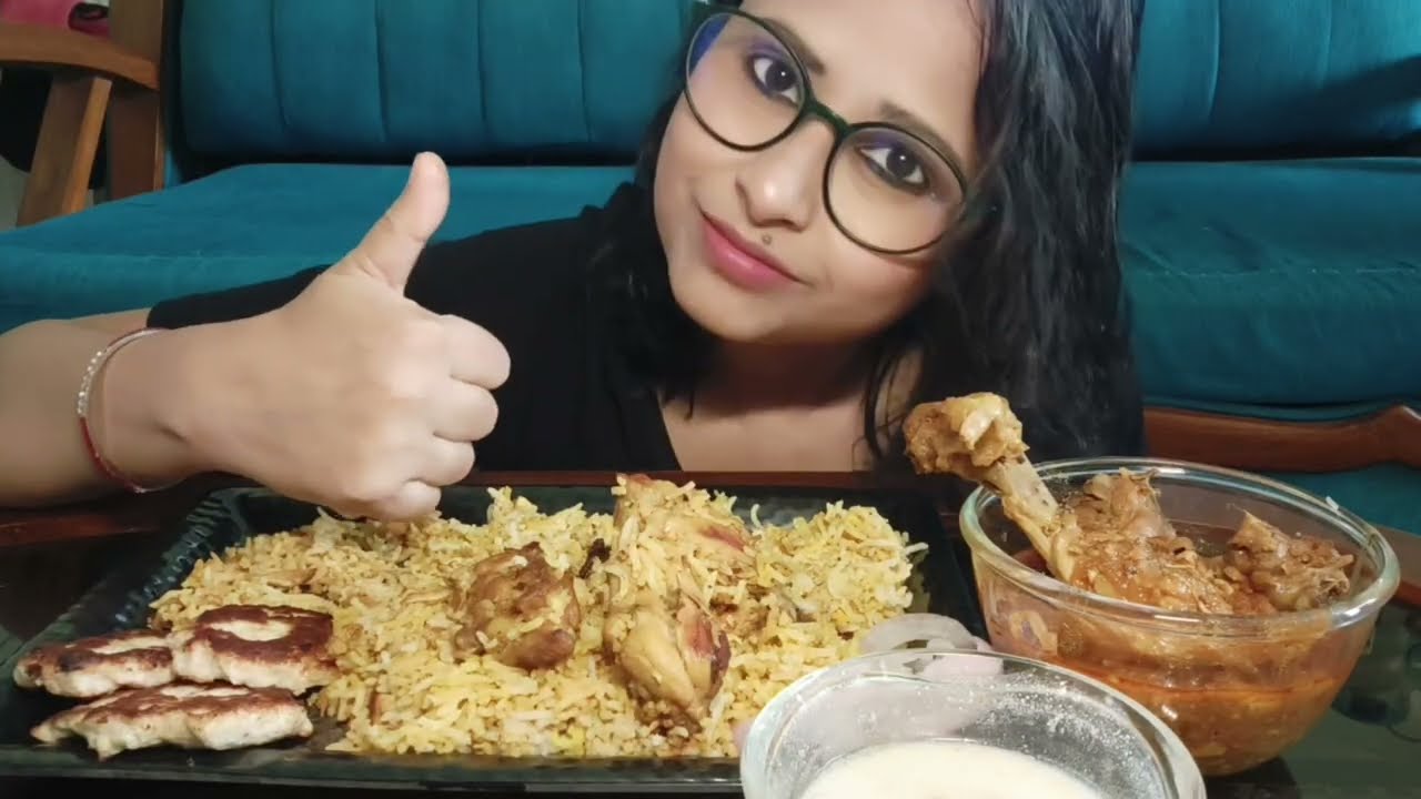 Eating show||chicken biryani, chicken kebab, chicken ka salan,raita||mukbang 