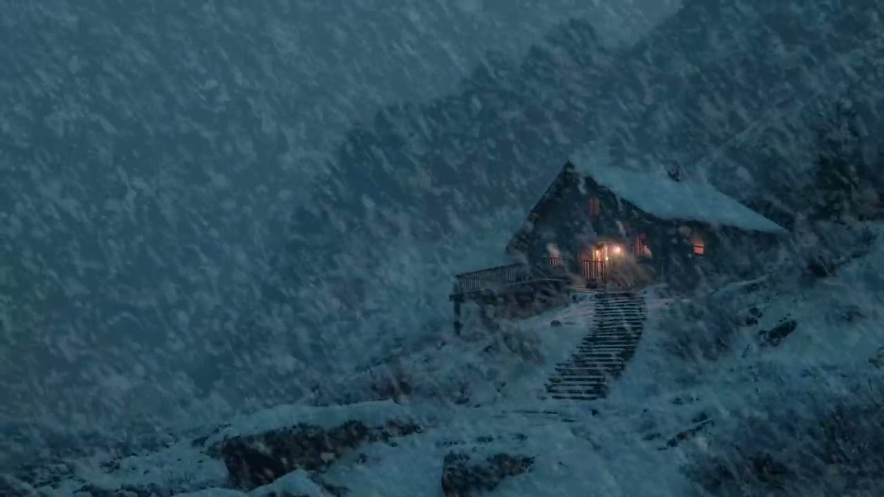 🌨🌲 Blizzard Forest Night | Strong Winds & Snowfall | Study Focus Calm Meditation Healing Deep Relax