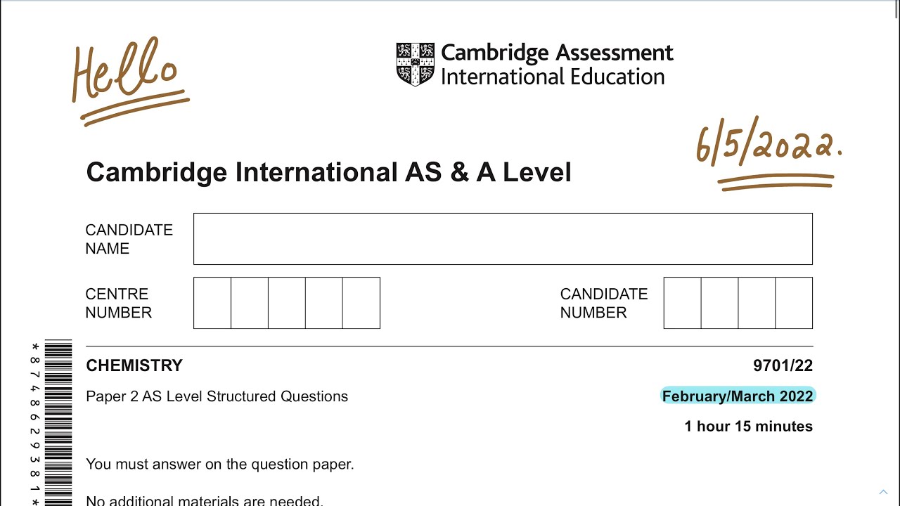9701 As Level Chemistry P22 F/M 2022 Solved