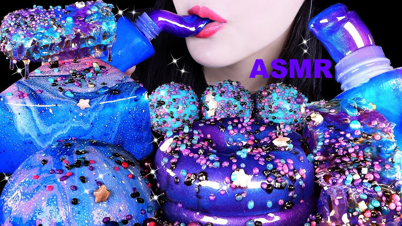 ASMR GALAXY HONEY JELLY, HONEY COMB, GALAXY CAKE 갤럭시 꿀젤리, 갤럭시 벌꿀집, 갤럭시 케이크 먹방 EATING SOUNDS MUKBANG