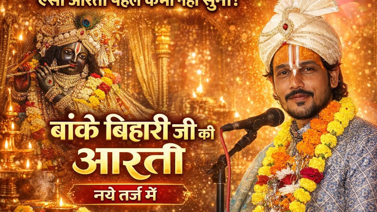 श्री बांके बिहारी जी की आरती नये तर्ज में श्री दिनेश महाराज।  #dineshkrishnajimaharaj #बांके_बिहारी 