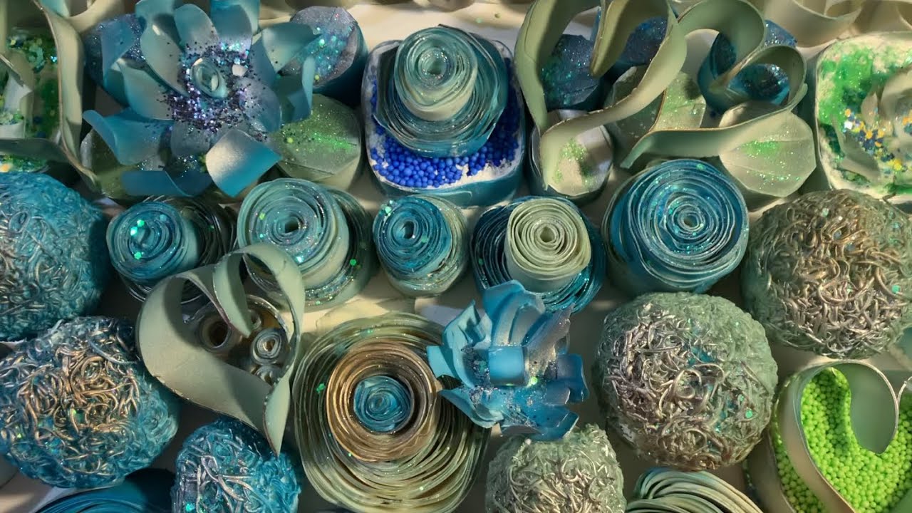 ASMR soap crushing with super crunchy painted soap! Satisfying video💚🧼💙