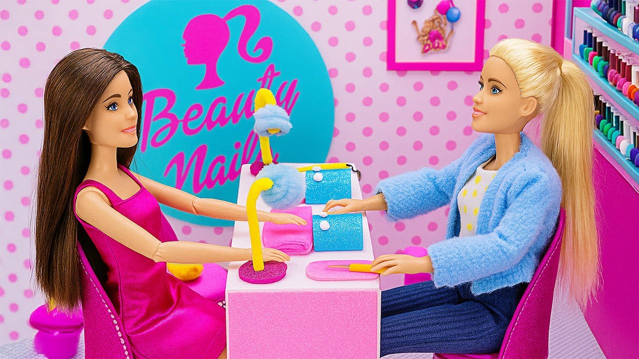 Barbie & L.O.L. Doll Spa Day! 💅✨ Glam Hair & Nails Makeover + DIY Paper Nail Salon Kits!