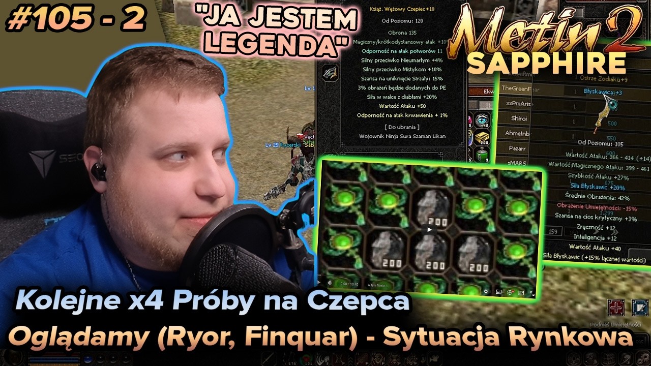 Sabal - Metin2 - Sapphire - Ulepszanie Czepca, przegląd YT (Ryor, Finquar) i sprawdzamy rynek - 6/2