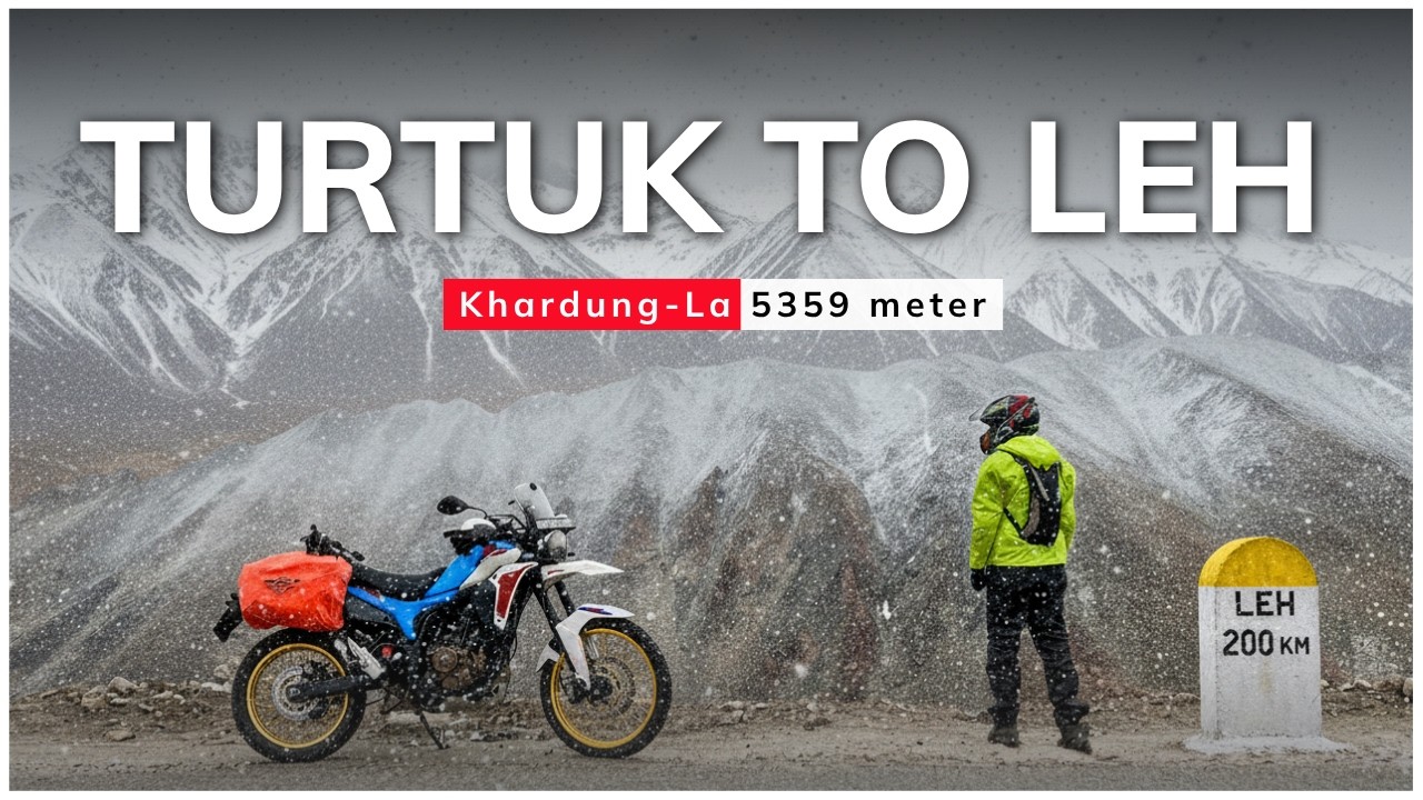 Ep.4 Turtuk to Leh on Xpulse 210 | Stuck in Landslide & Bad Weather in Ladakh 2025