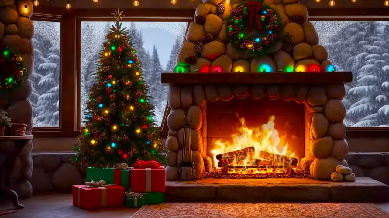 🎄Cozy Christmas Fireplace 10 Hours | 🔥Fireplace Crackling ❄️ Holiday Ambience (No Music)(NO ADS)
