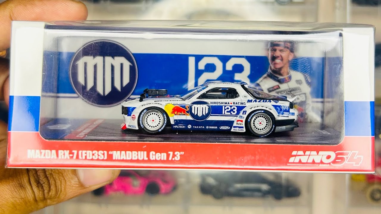 Inno64 Mazda Rx-7 FD3S Madbul Gen 7.3 Unboxing! #inno64 #cars #automobile #madmike #redbull #review 