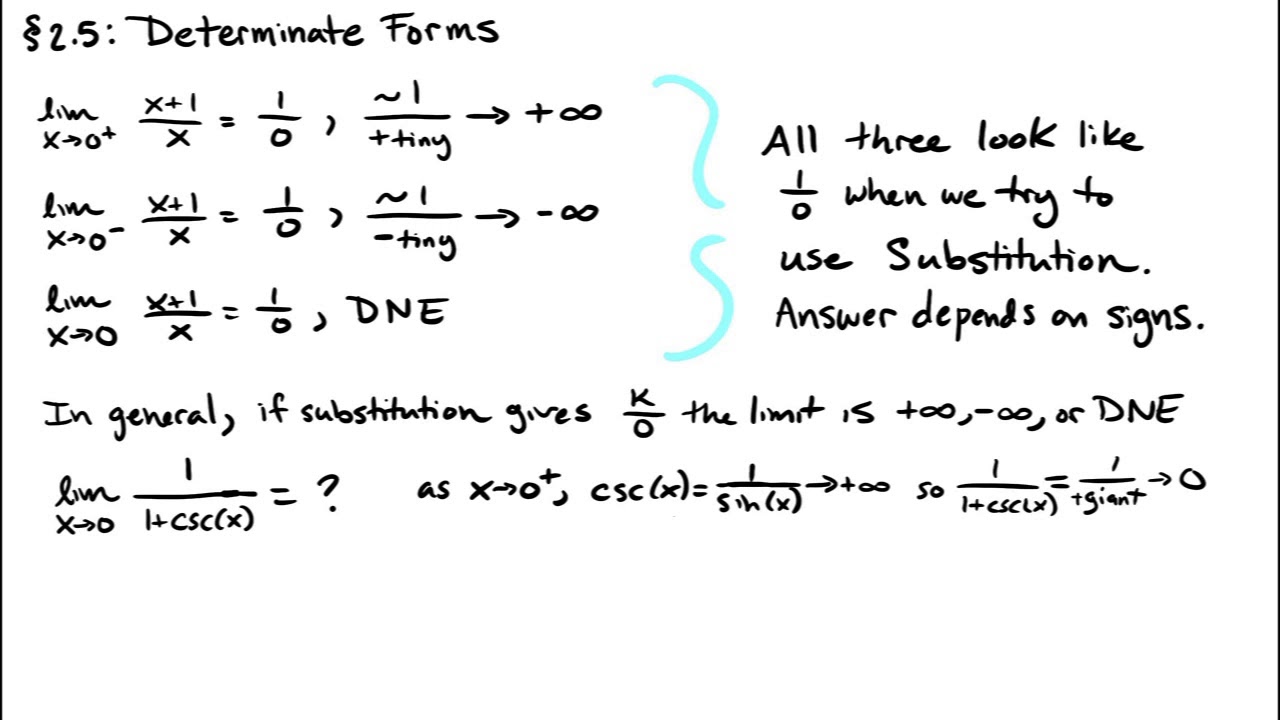 Limit Laws - Video 2 - Determinate and Indeterminate Forms