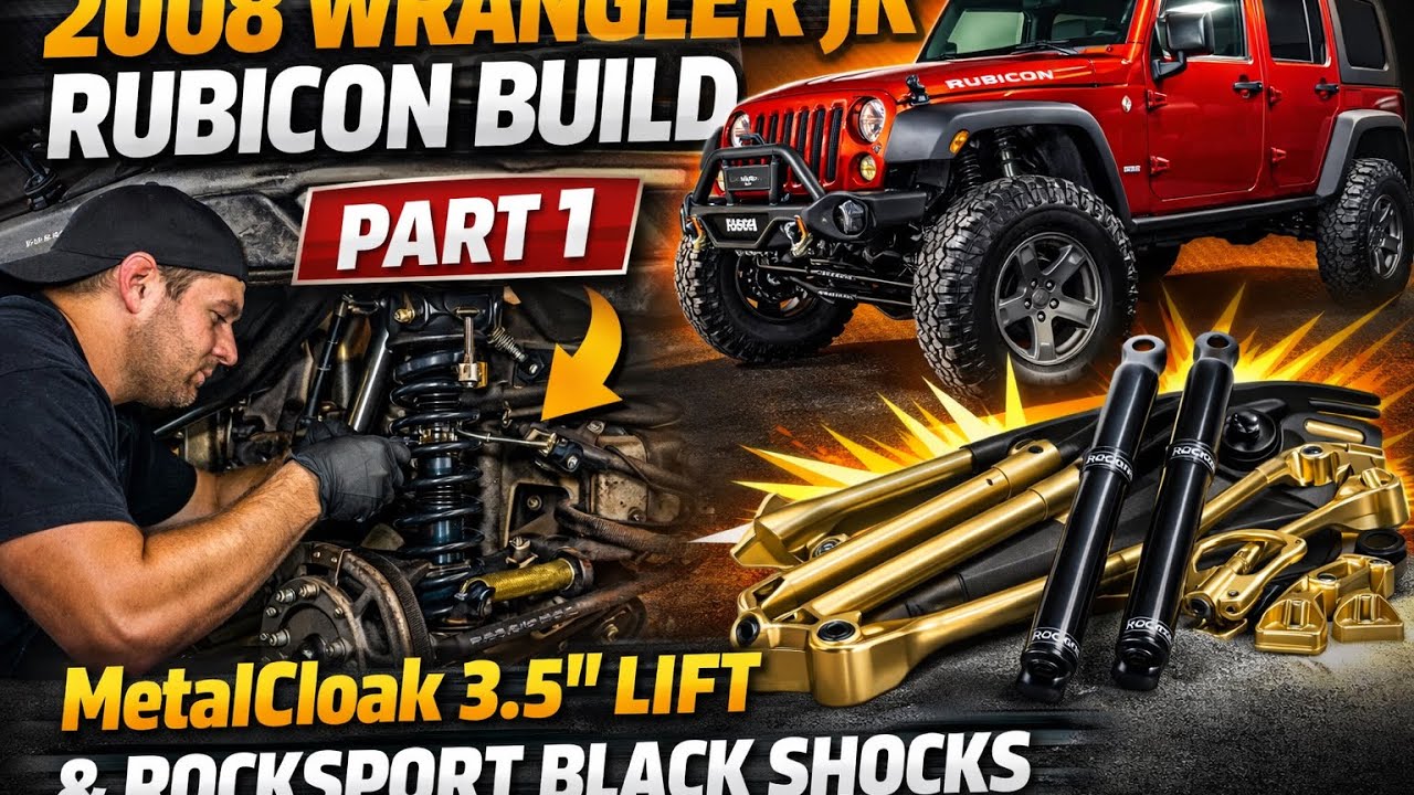Jeep Wrangler JK Rubicon Build Part 1 Front MetalCloak 3.5” Lift Install Rocksport Black