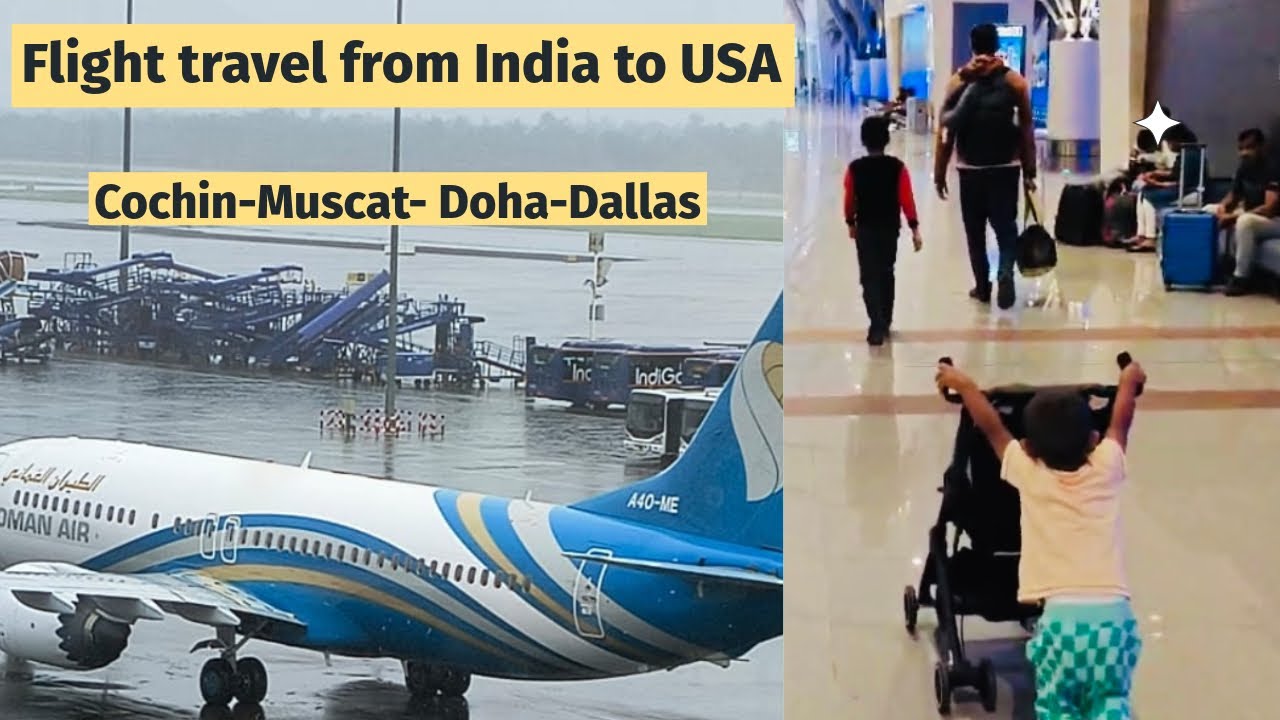 தமிழில்~India to USA travel vlog with two kids || 28 hrs journey was really tough 😟