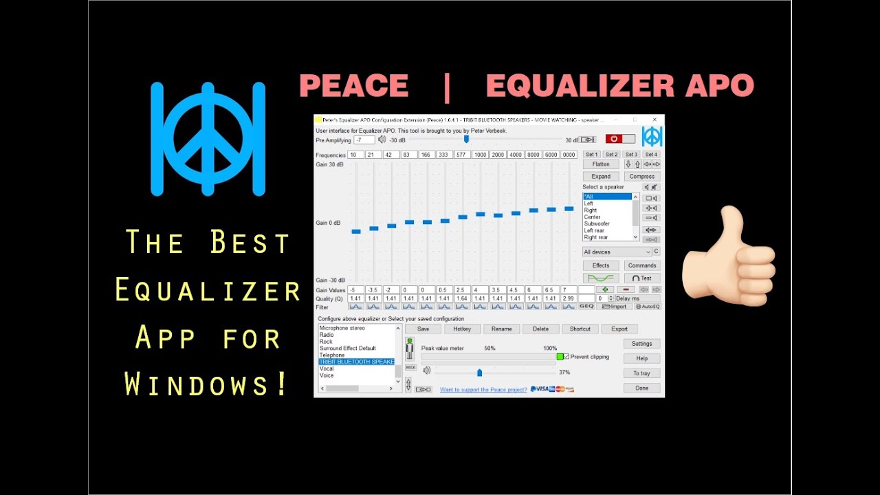 Best Software Equalizer for Windows - Equalizer APO & Peace User Interface  |  Customize your Sound!