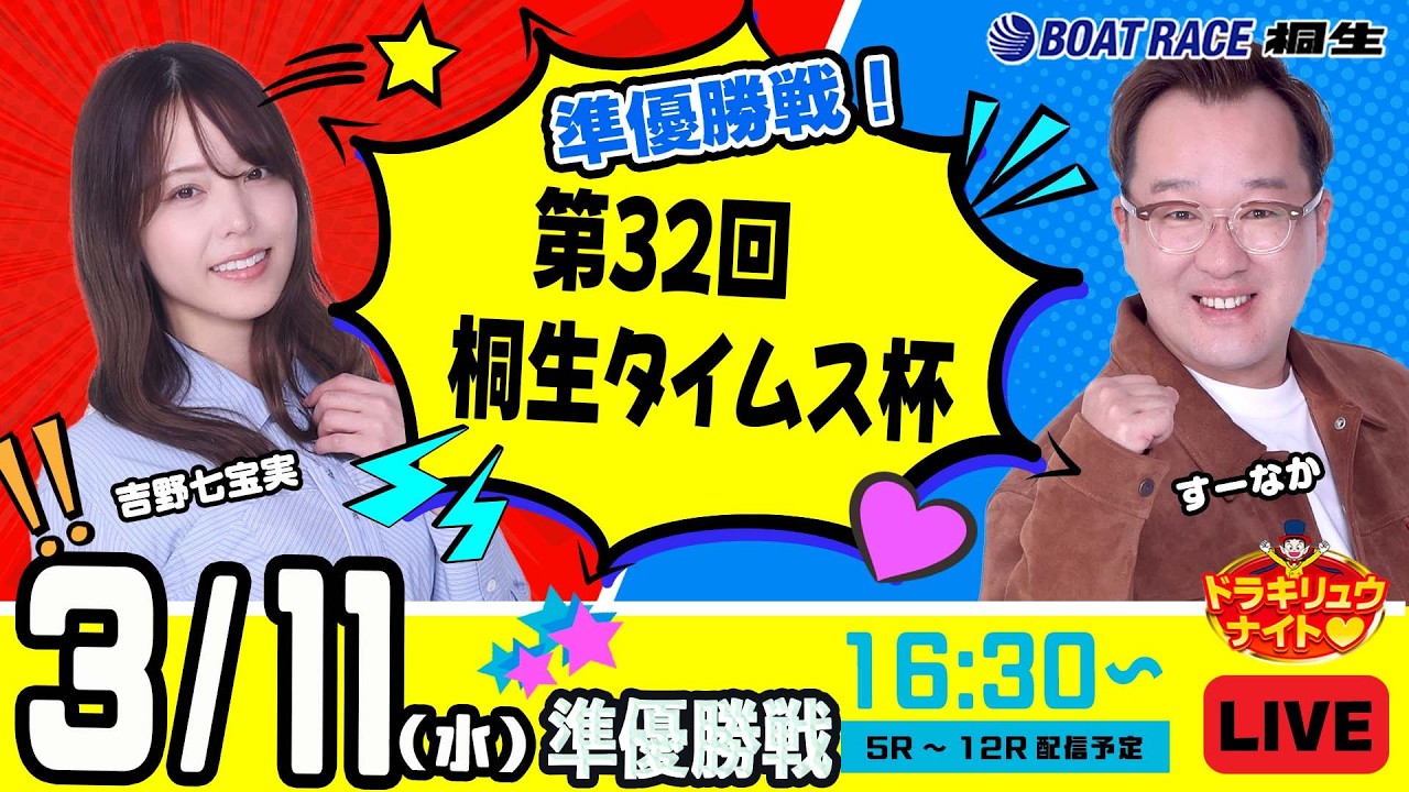 3月11日 | ドラキリュウナイト | ボートレース桐生  | で生配信！