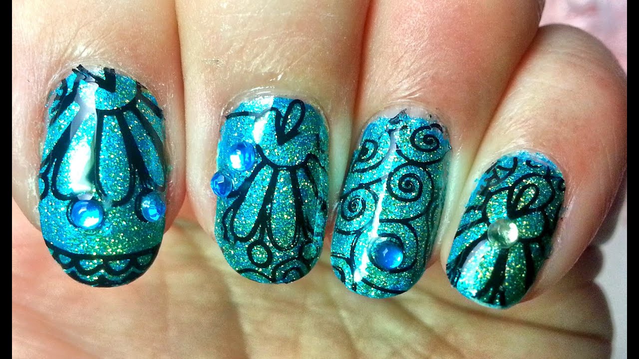 Nail Stamping Tutorial   Mysterious Jewels   Born Pretty Plate L002