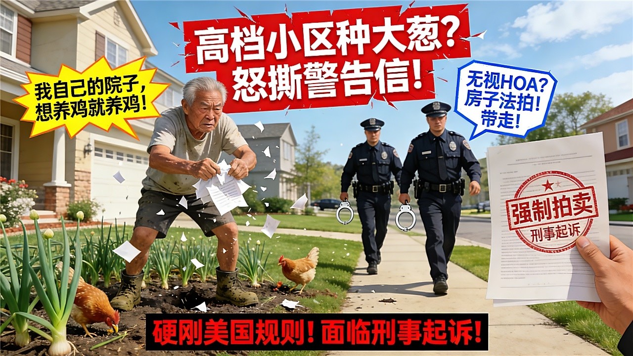 撕碎警告信的代价！71岁大爷在美国社区养鸡种葱，罚款如何失控变刑事犯罪+房产冻结？