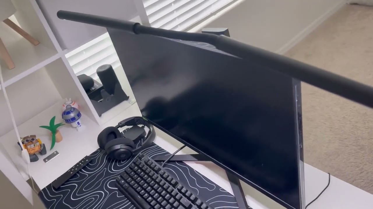 LED Desk Lamp for Home Office, Eye Caring Desk Light with Adjustable Gooseneck, Dual Screen Computer
