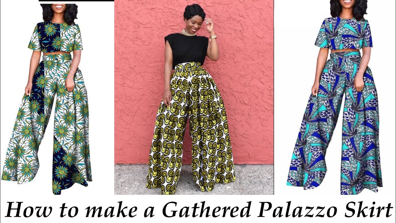 How to make a Pleated Palazzo pant | Divided Skirt | Cut and sew a  Palazzo Pant