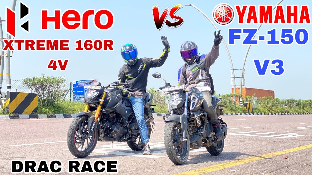 new hero xtreme 160r 4v e20 vs yamaha fz-150 v3 bs6 [ drag race ]