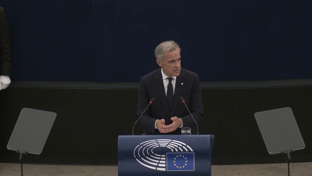 Prime Minister Carney delivers an address to the European Parliament