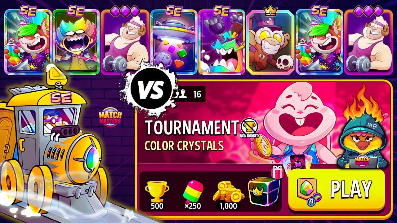 TOURNAMENT! 16 players Color Crystals + Rainbow | Match Masters PVP