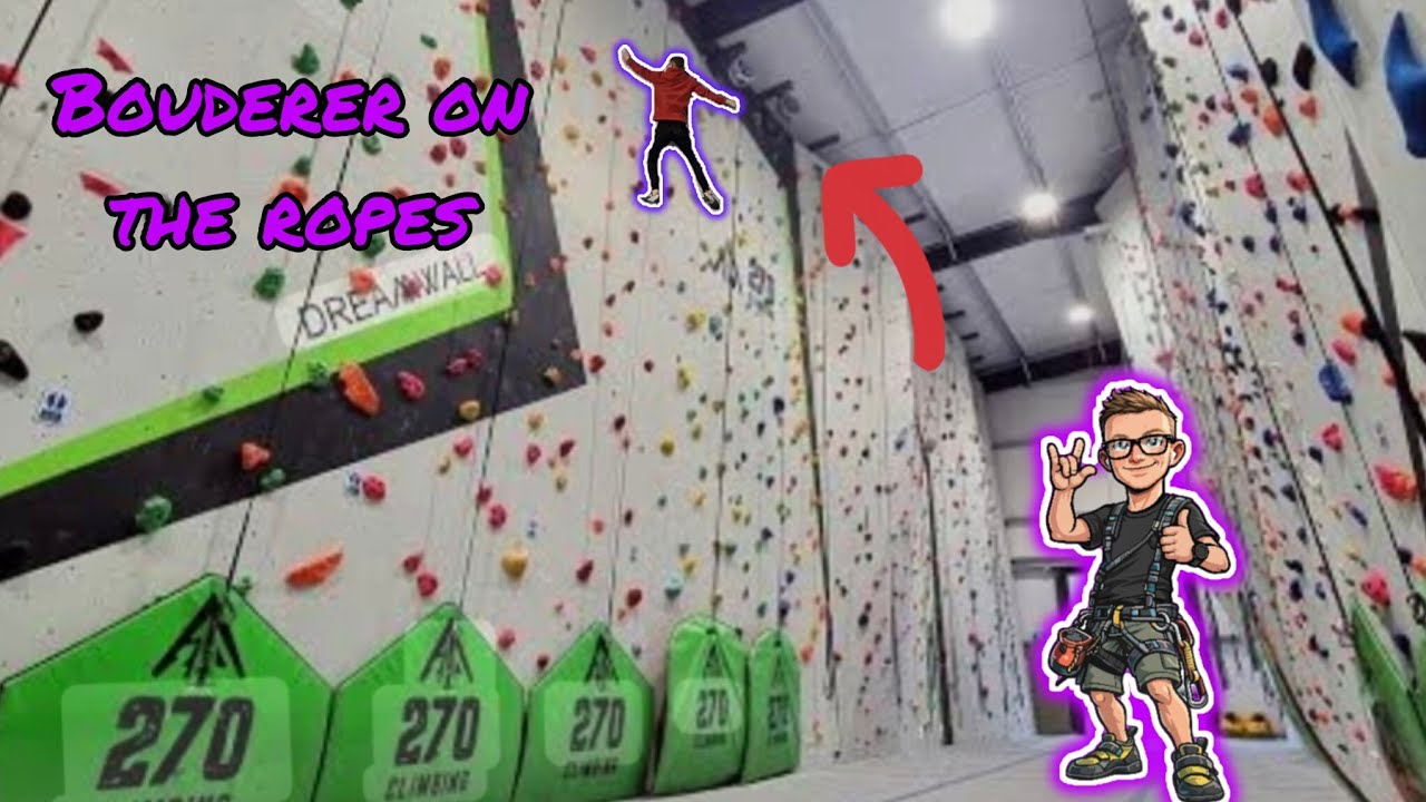 A Boulderer trying belaying at 270 climbing park