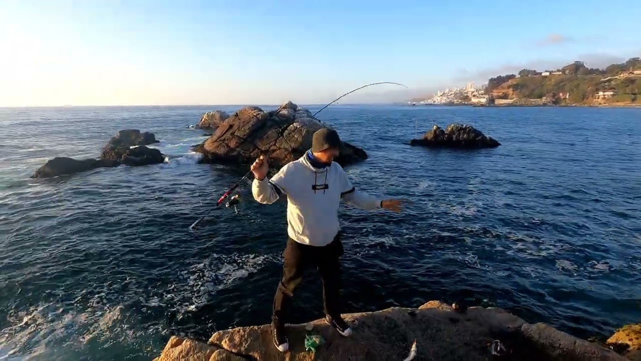 Pesca de Cabinzas en Roca del león Viña del Mar, equipo Ul