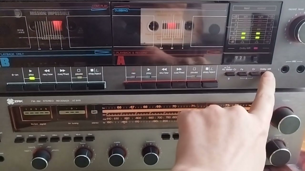 Stereofoniczny magnetofon dwukasetowy ZRK M9201A + ZKR AT9115 + Tonsil ZGP-35-8-685.