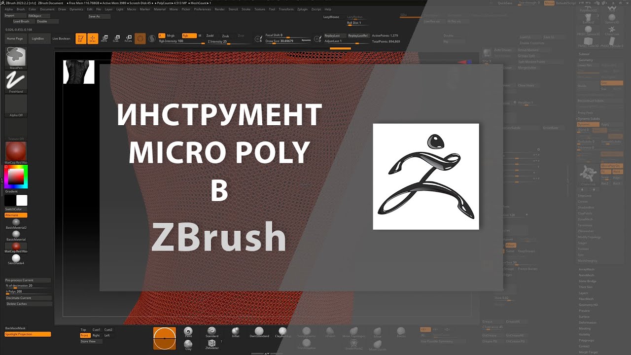 Инструмент MICRO POLY в ZBrush