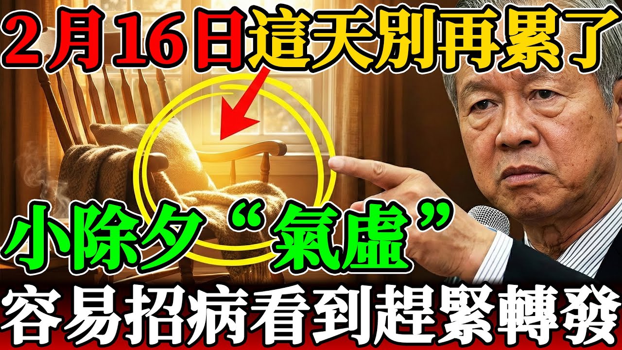 60歲以上的老人，2月16日這天千萬別再累了！曾仕強預警：小除夕“氣虛”，容易招病，子女看到趕緊轉發！#曾仕強 #易經智慧 #小除夕 #老人養生 #2026運勢 #乙巳蛇年 #健康預警#家庭倫理#孝道