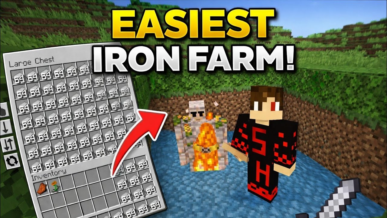 Minecraft Iron Farm 😱 | How to make Super Easy & Fully Working Iron Farm in MCPE 🔥