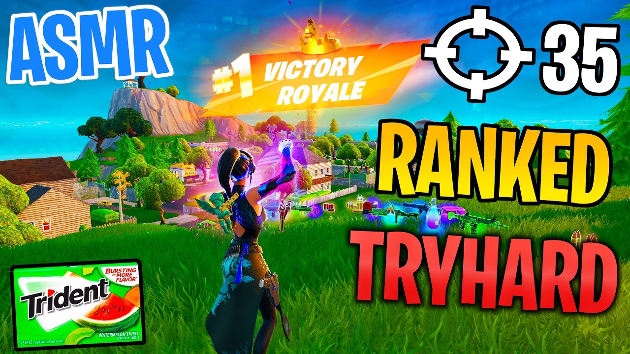 ASMR Gaming 😴 Fortnite Diamond Rank Tryhard Relaxing Gum Chewing 🎮🎧 Controller Sounds + Whispering 💤