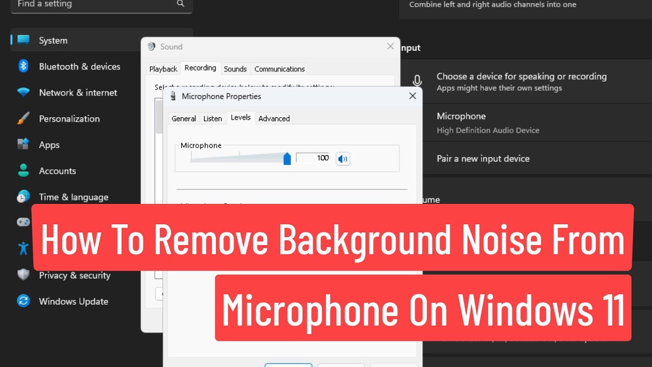 How to Remove Background Noise from Mic On Windows 11 | How to Enable Noise Cancellation In Mic