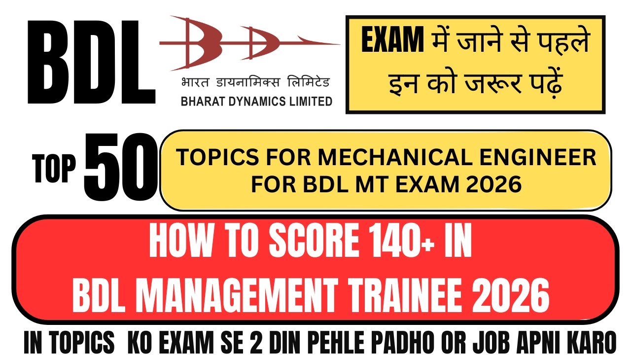 BDL MT 2026 Mechanical | Most Important Topics to Crack the Exam
