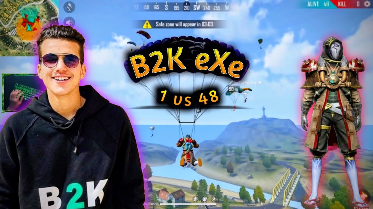 B2K 1 vs 48 Exe Gameplay By Vinzo Exe 🫠 #8 #b2k #ff  #freefire #freefire 
