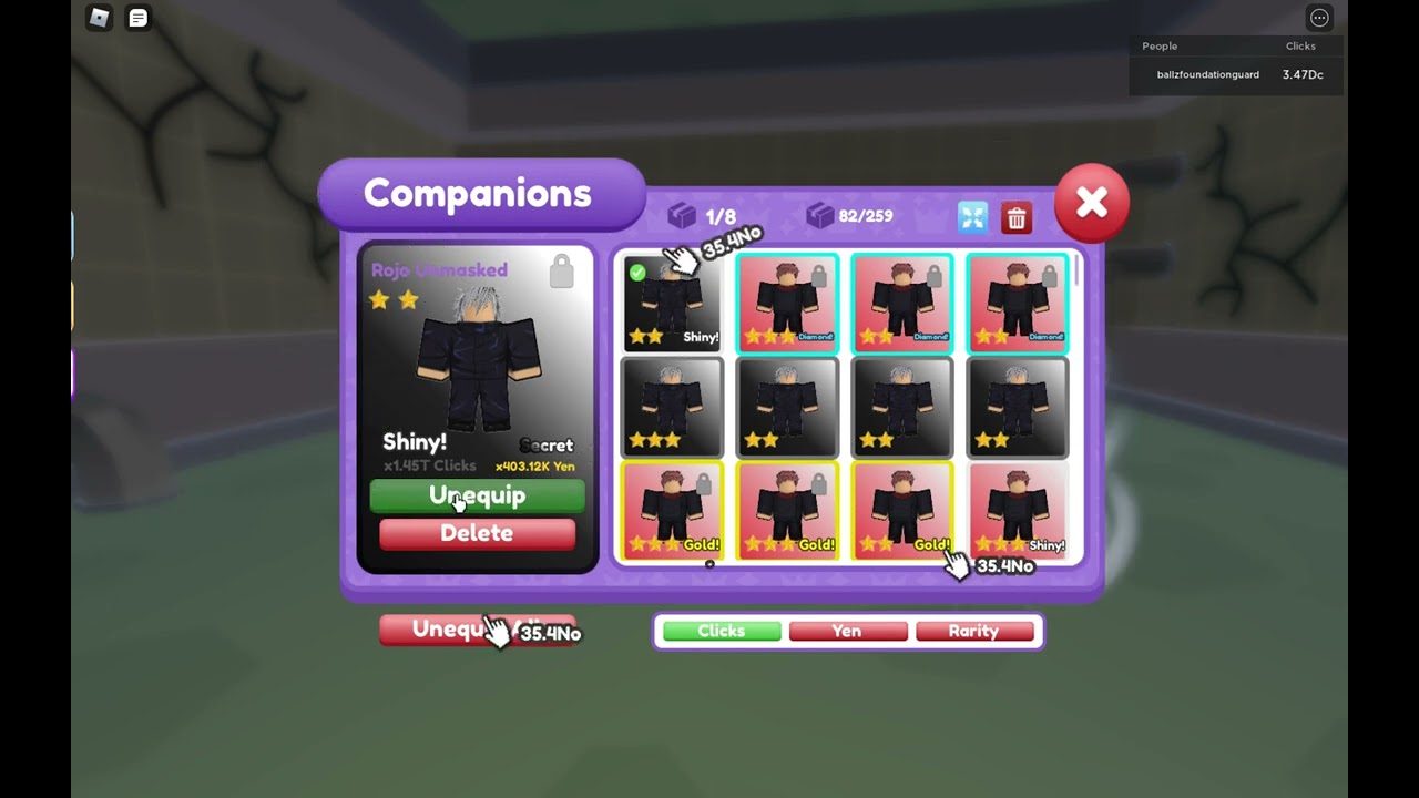 Shiny Secret Gojo Showcase ( [5X SECRET] Anime Clicker Simulator )