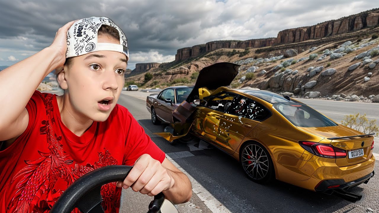 МОЛОДОЙ МАЖОРИК НА ЗОЛОТОЙ БМВ УСТРОИЛ АВАРИЮ НА ТРАССЕ...! | BeamNG.drive