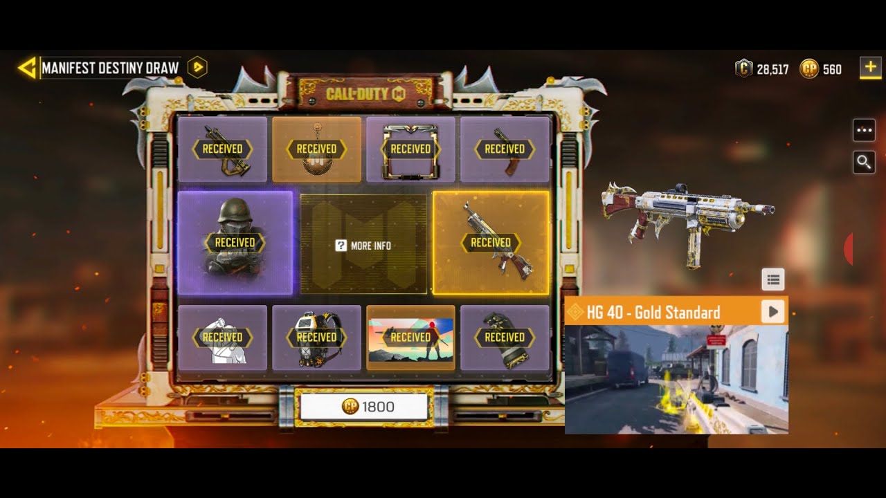 MANIFEST DESTINY DRAW | getting HG40 gold standard legendary | Call of Duty mobile