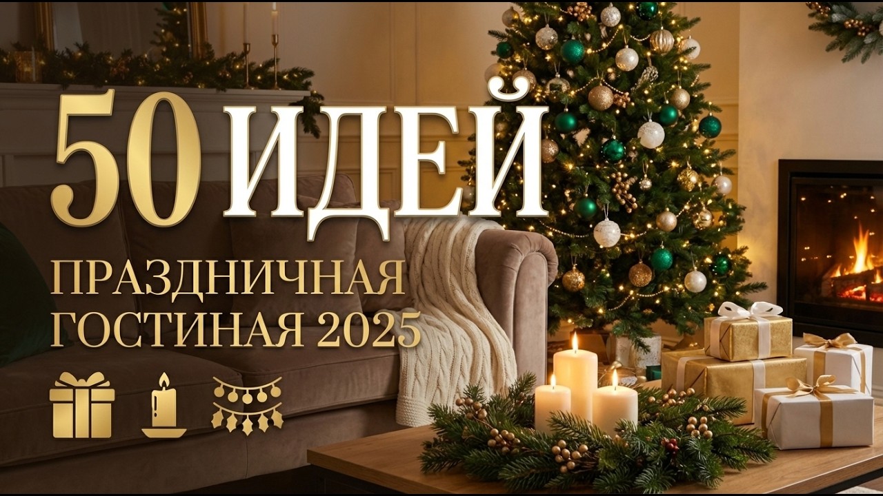 🎁 ПРАЗДНИЧНАЯ ГОСТИНАЯ 2026: 50 Идей Новогоднего Уюта | Декор + Освещение + Цвета