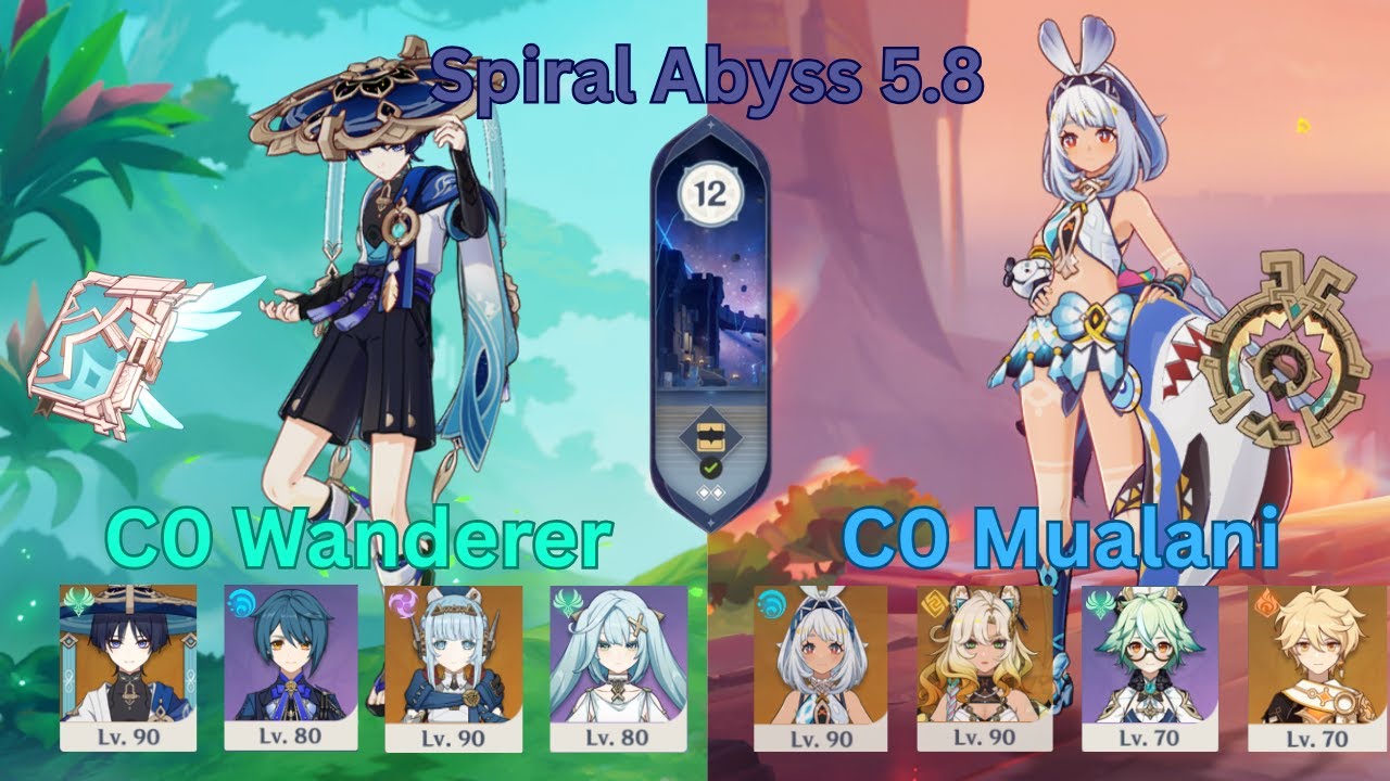 F2P C0 Wanderer & C0 Mualani | Genshin Impact | Spiral Abyss 5.8 Floor 12