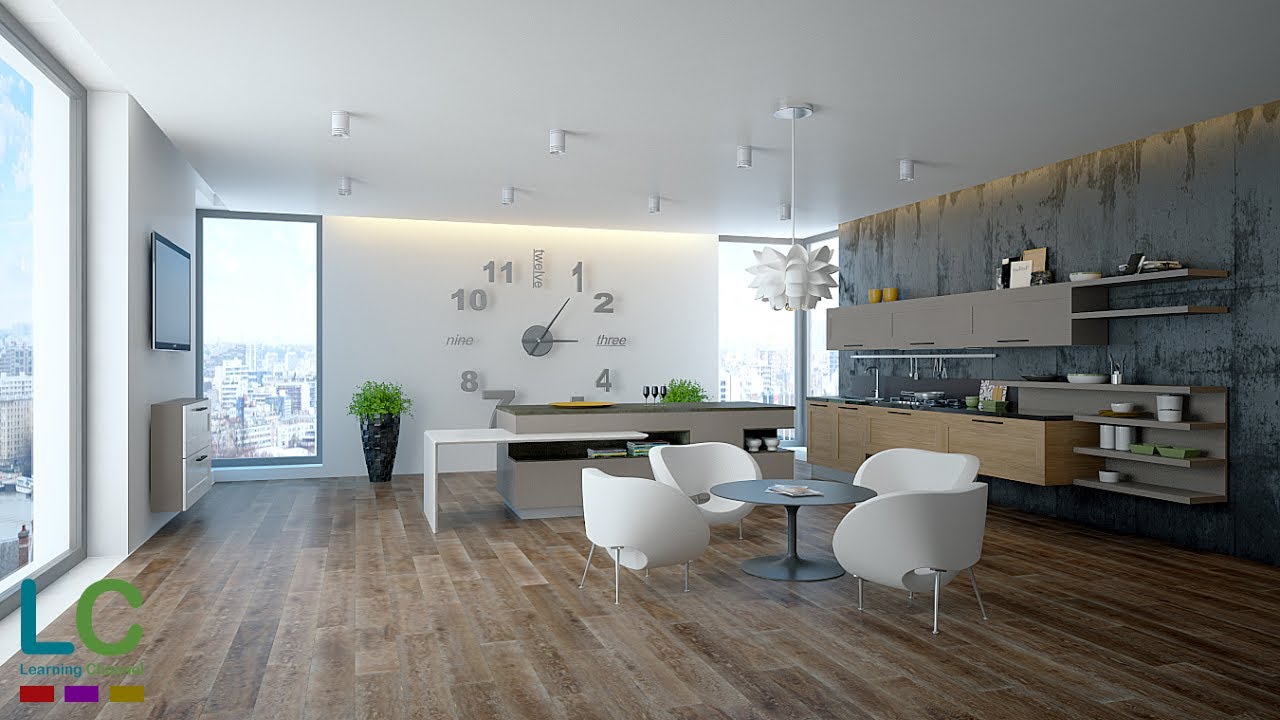 3ds Max Modeling kitchen interior + Vray + Photoshop
