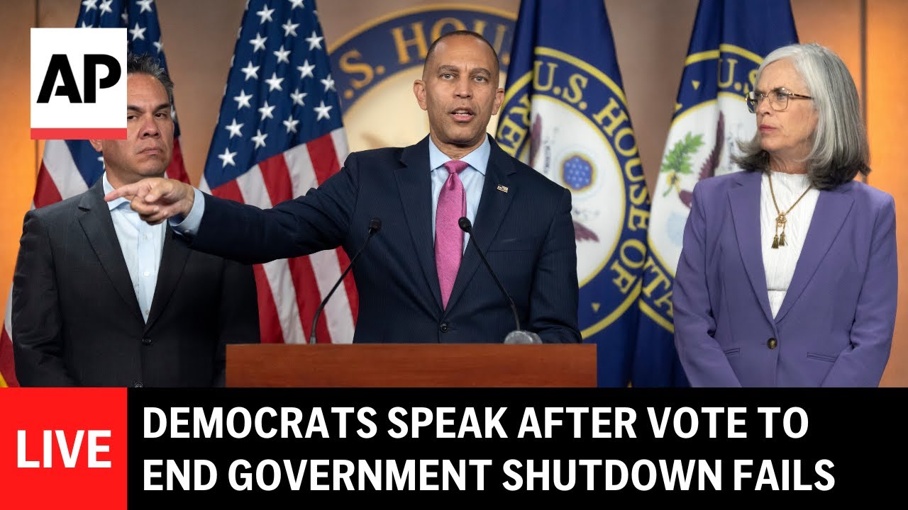 LIVE: Democrats speak after vote to end government shutdown fails in Senate