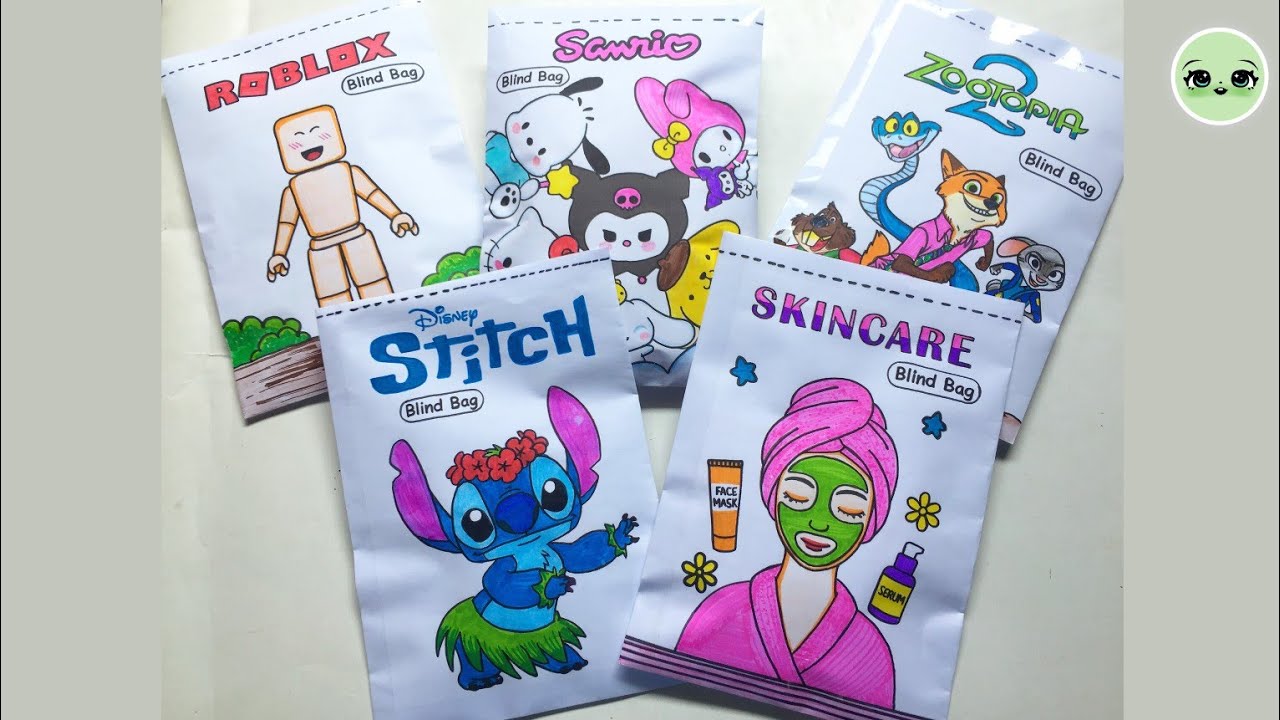 DIY Paper Blind Bag Opening! 🛍️ Sanrio, Roblox, Zootopia 2 , Skincare ,Stitch